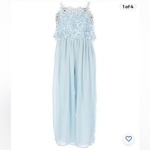 Blue Gorgeous by Bonnie Jean Big Girl's Sequin Chiffon Pop-over Jumpsuit-12